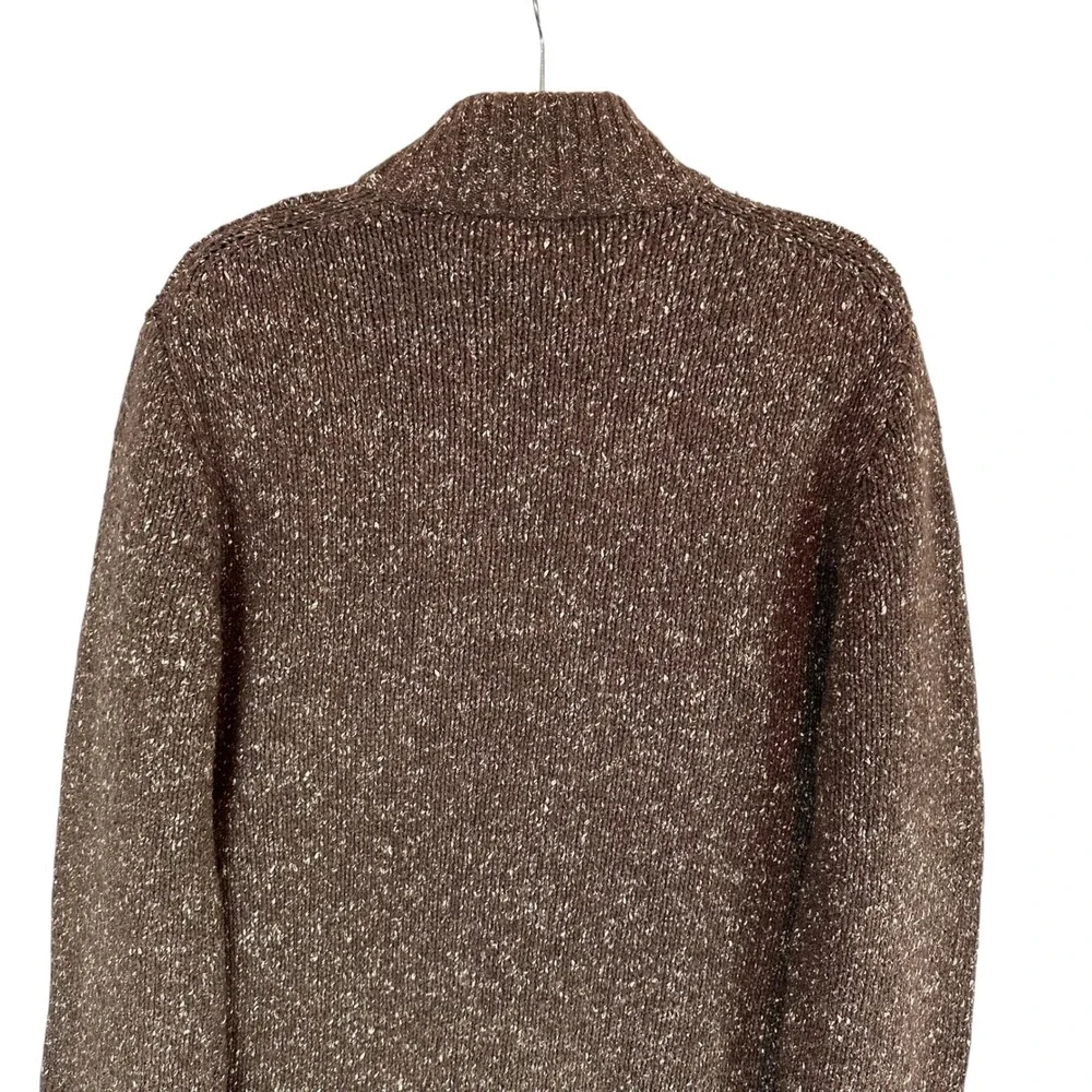 J.Crew Vintage 90s Wool Marled Speck‎ Donegal Sweater XL Brown 3D Chunky Dadcore